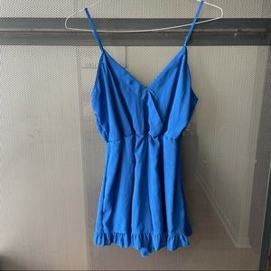 Blue tie-back romper